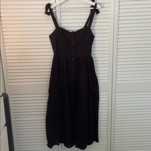 UO Black Linen Tie Strap Sundress